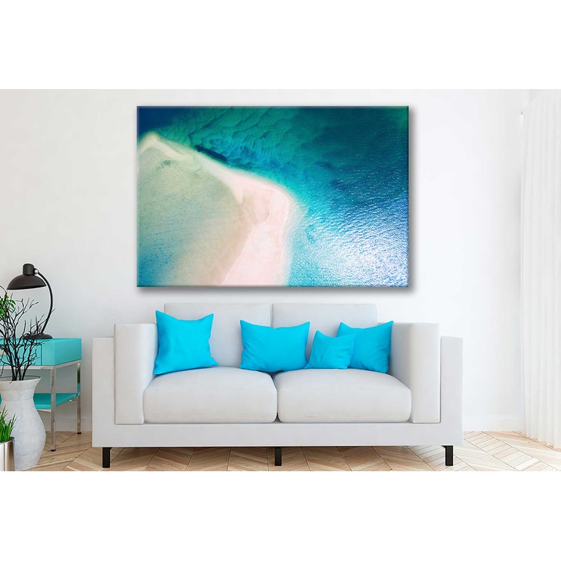 Bella Home Sand on The Sea Aerial View Print Canvas Ready to hang