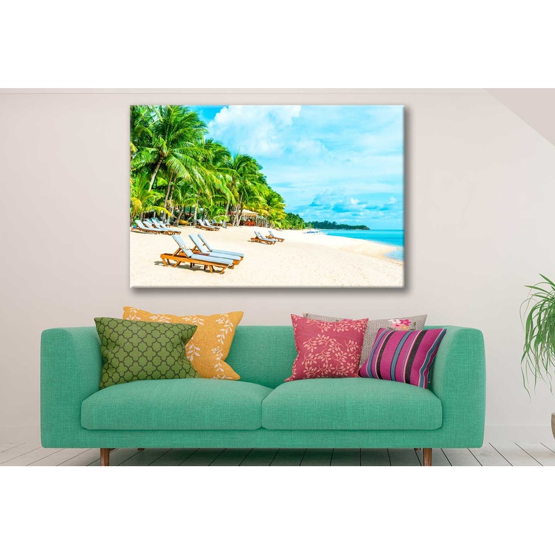 Bella Home Sand Sea With Beach Chairs Print Canvas Ready to hang