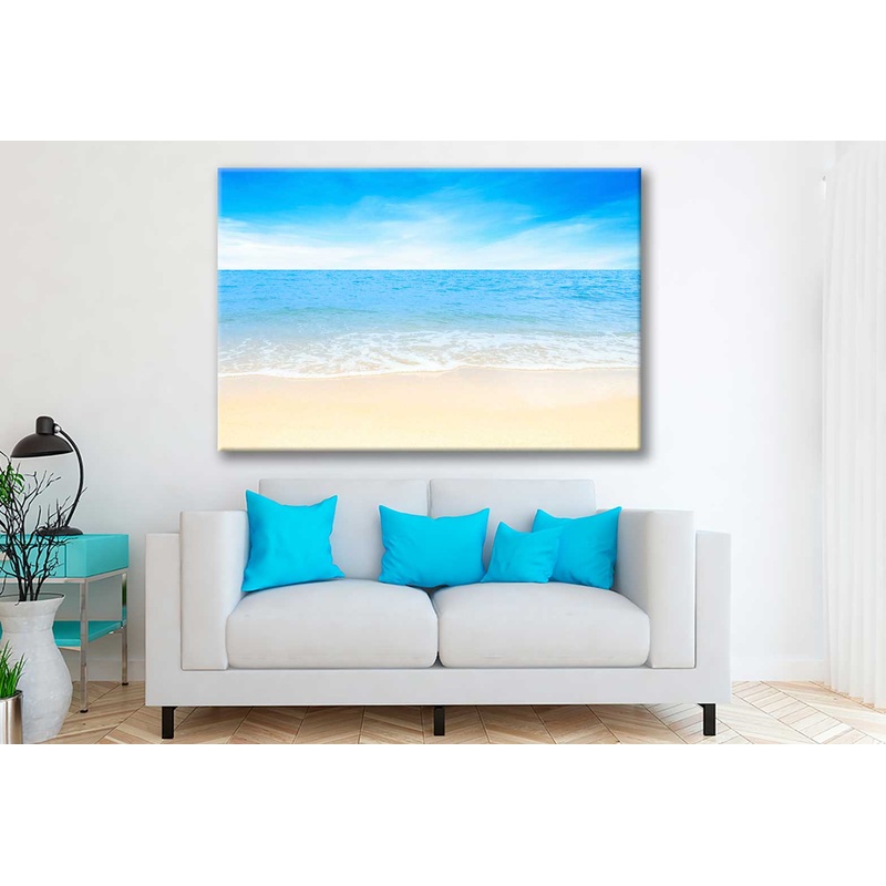Bella Home Sandy Beach & Blue Cloudy Sky Print Canvas Ready to hang