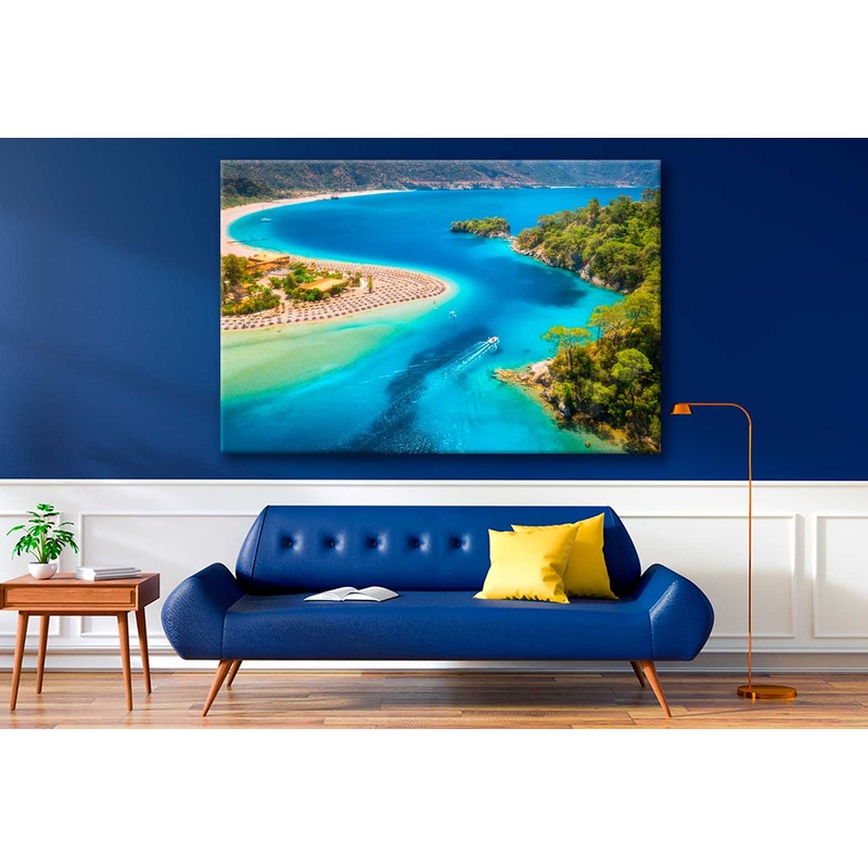 Bella Home Sandy Beach & Forest Aerial View Print Canvas Ready to hang