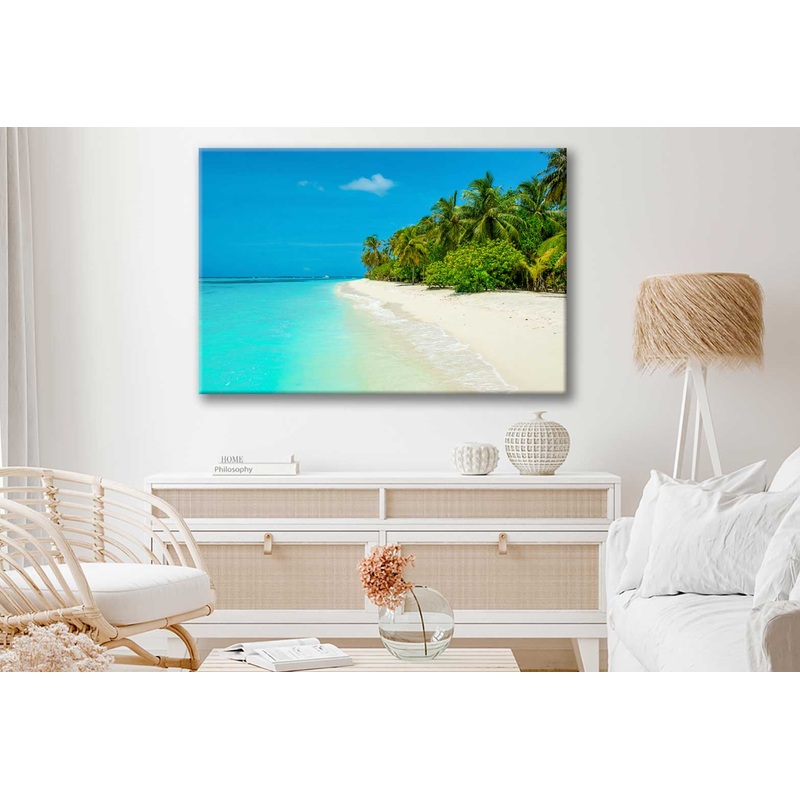 Bella Home Sandy Beach View Maldives Island Print Canvas Ready to hang
