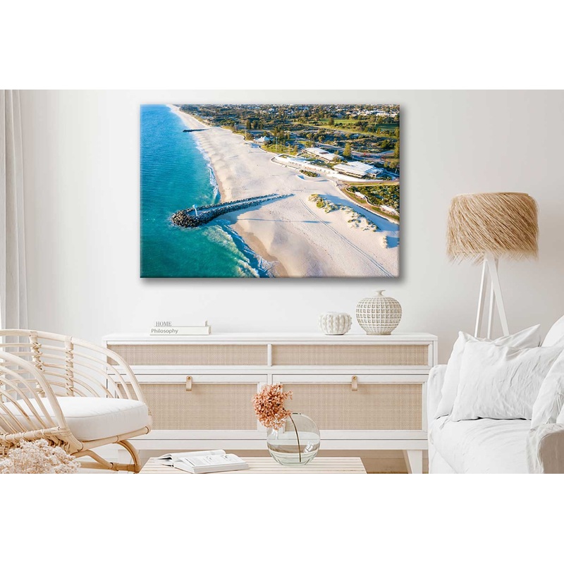 Bella Home Sea wall City Beach Perth Aerial Print Canvas Ready to hang