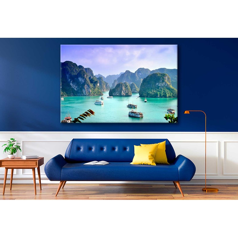 Bella Home Ships on Karst Island Aerial View Print Canvas Ready to hang