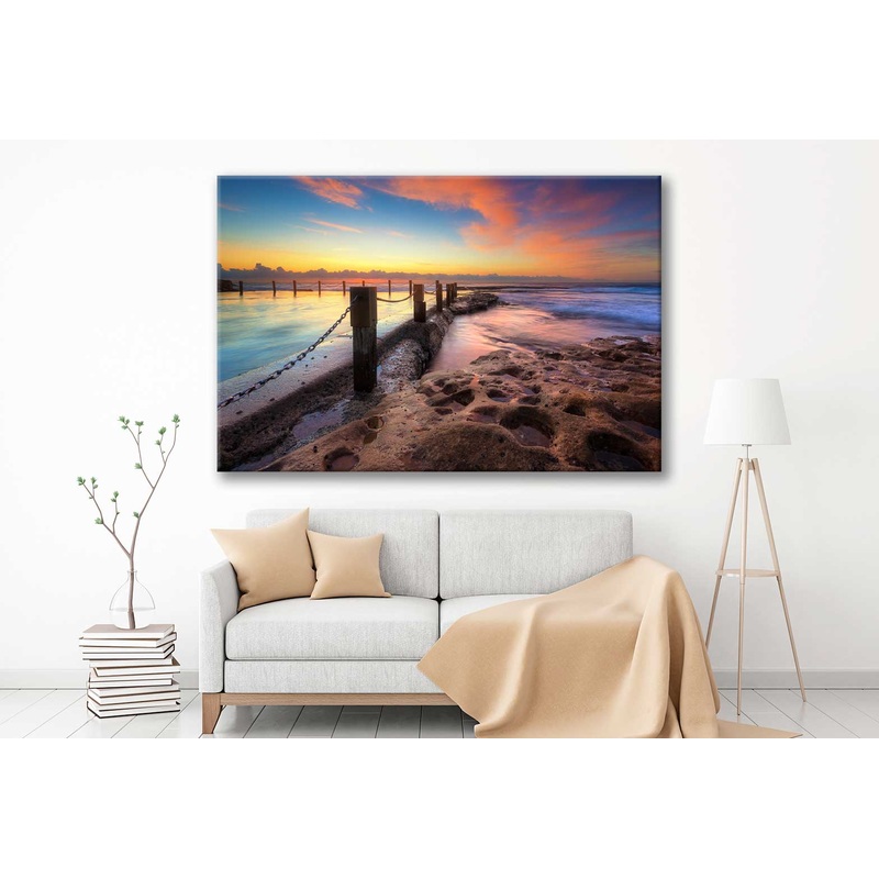 Bella Home Sunrise With Beautiful Sea Print Canvas Ready to hang