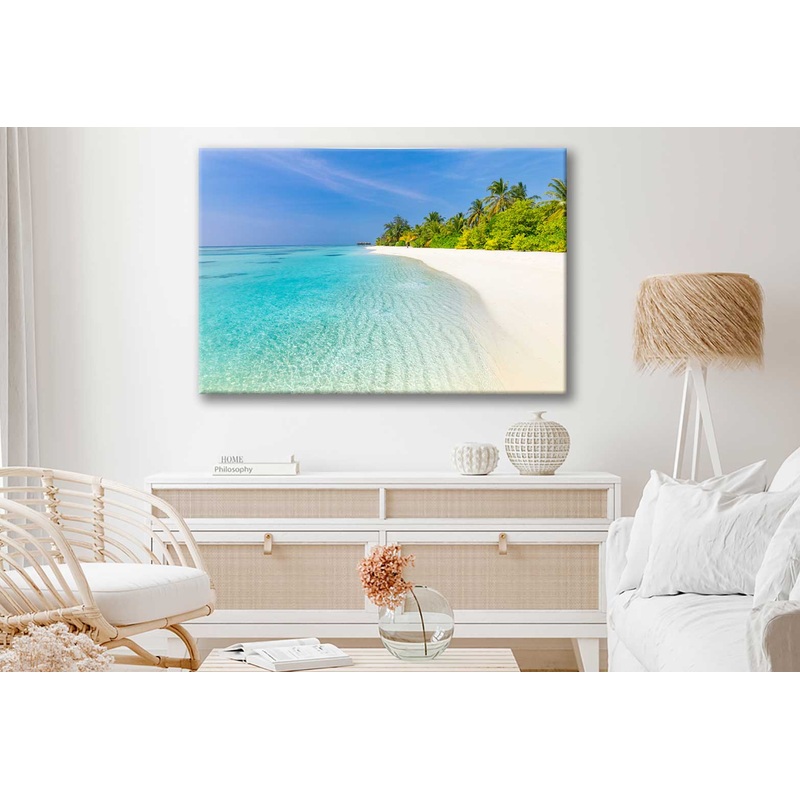 Bella Home Tranquil Beach & Palm Trees View Print Canvas Ready to hang
