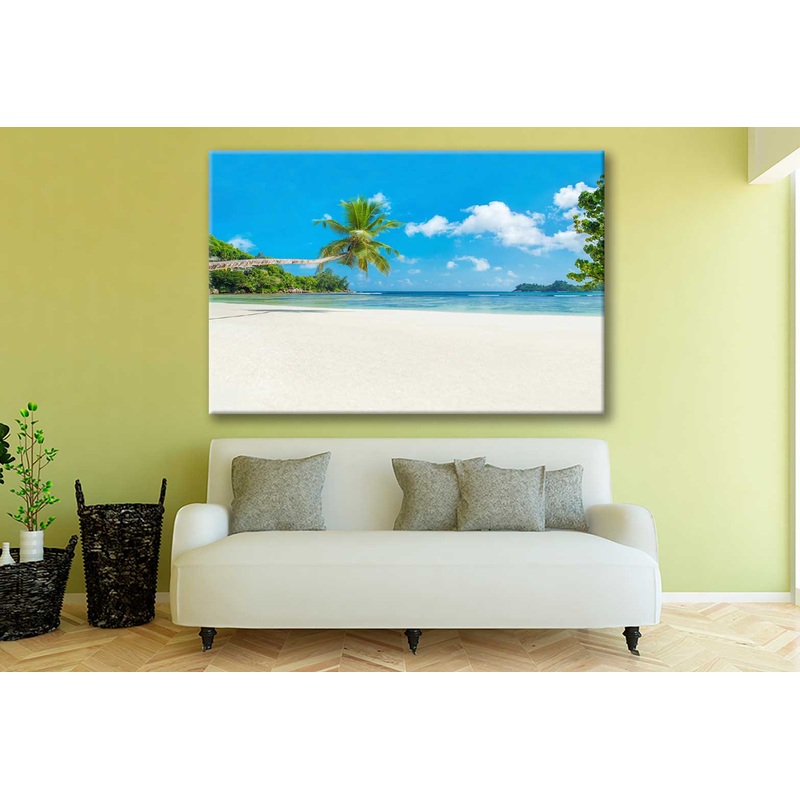 Bella Home Tropical Ocean Beach With Clouds Print Canvas Ready to hang