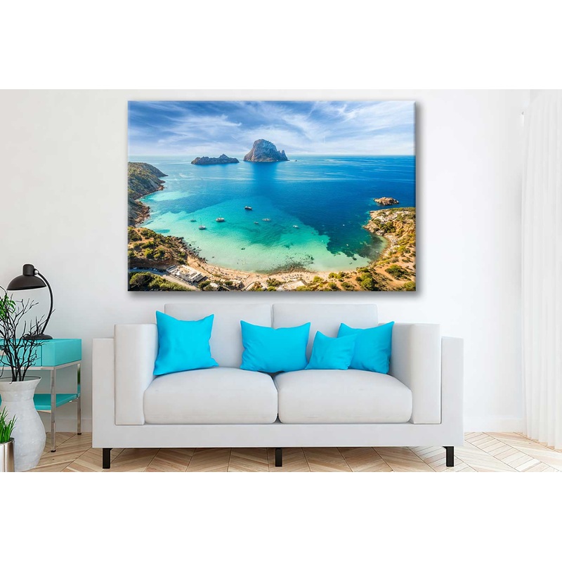 Bella Home View of Cala dHort, Ibiza Islands, Spain Print Canvas Ready to hang