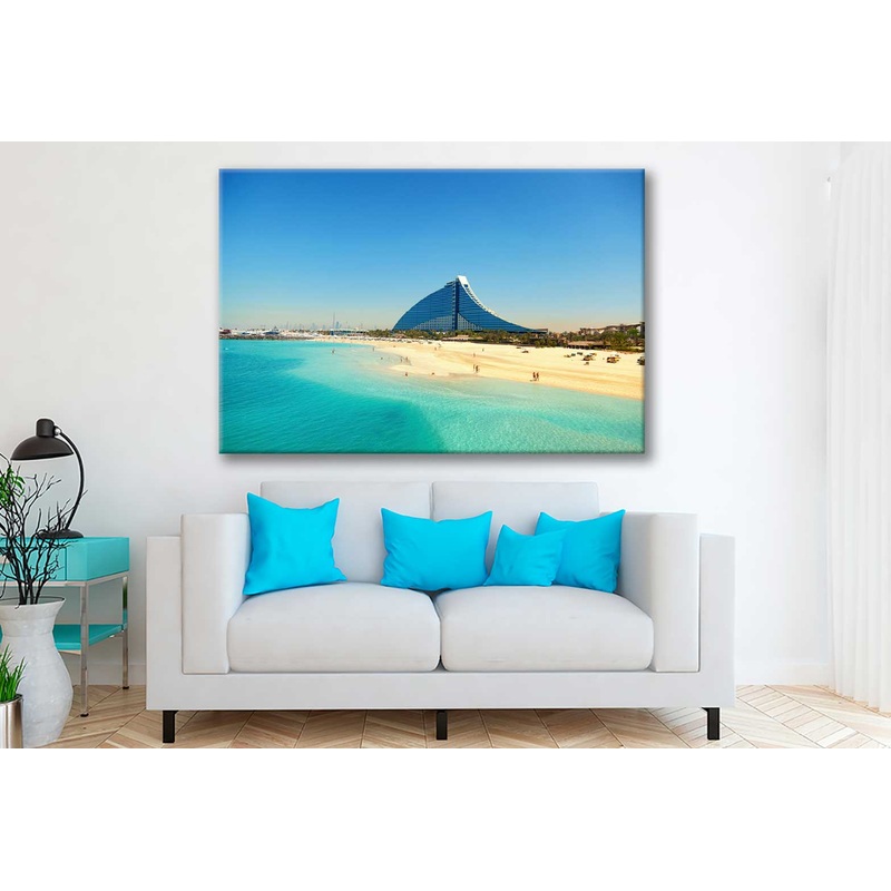 Bella Home White Sand Beach View in Dubai Print Canvas Ready to hang