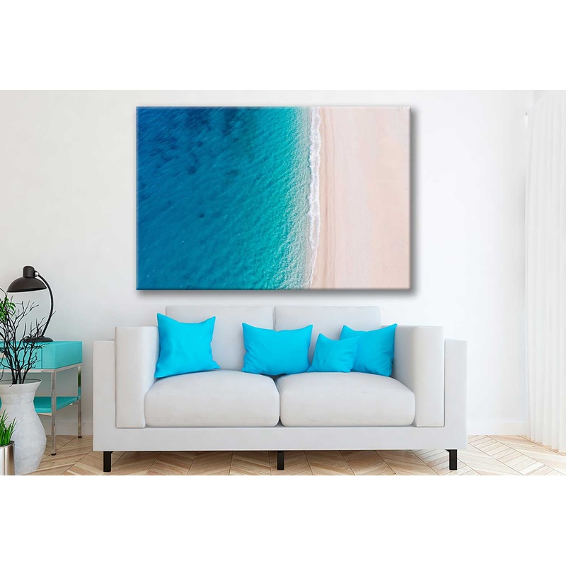Bella Home White Sandy Sea View From Drone Print Canvas Ready to hang