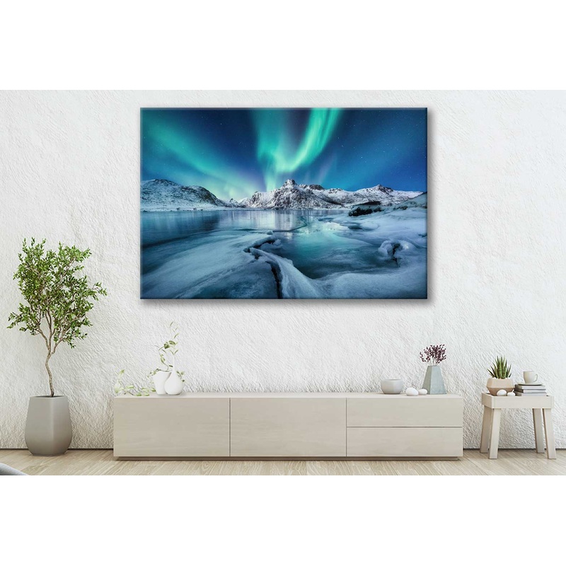 Bella Home Aurora Winter Landscape in Night  Print Canvas Ready to hang