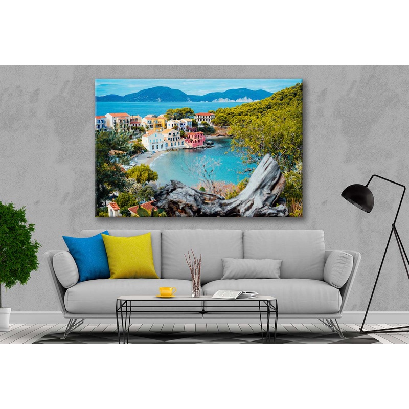 Bella Home Beach Island & Village Hill View Print Canvas Ready to hang