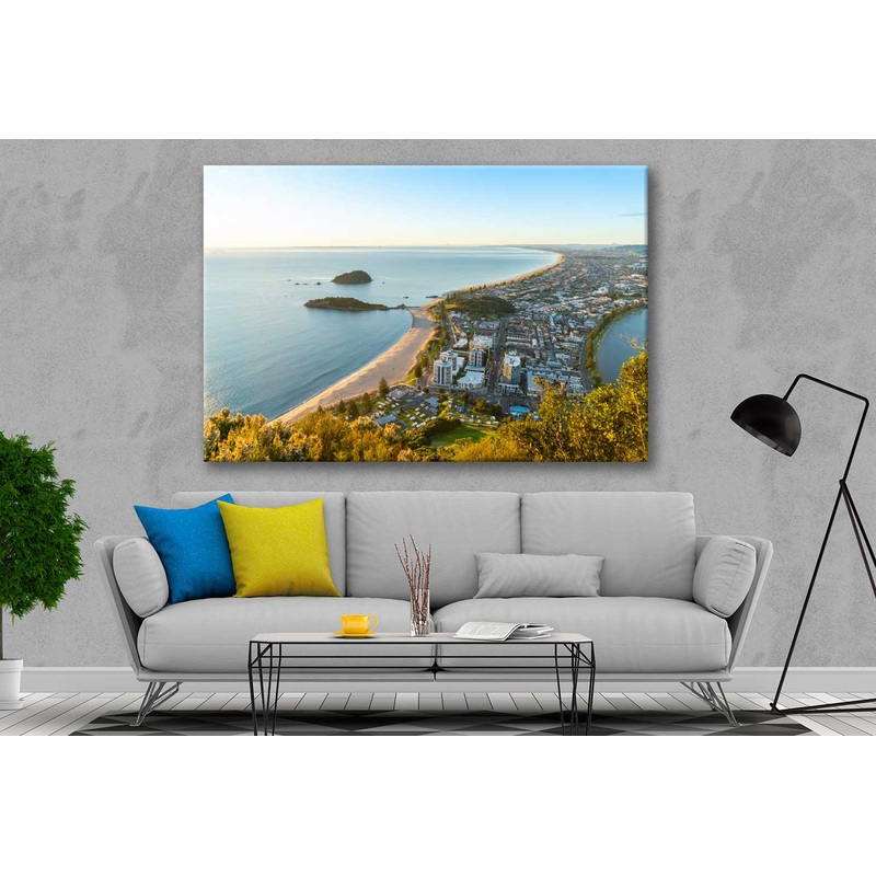 Bella Home Beach & Sunrise near Town Aerial  Print Canvas Ready to hang