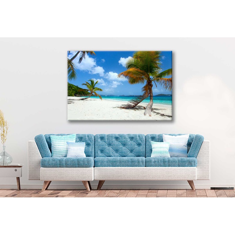 Bella Home Beach With Palm Trees US Virgin Island Print Canvas Ready to hang