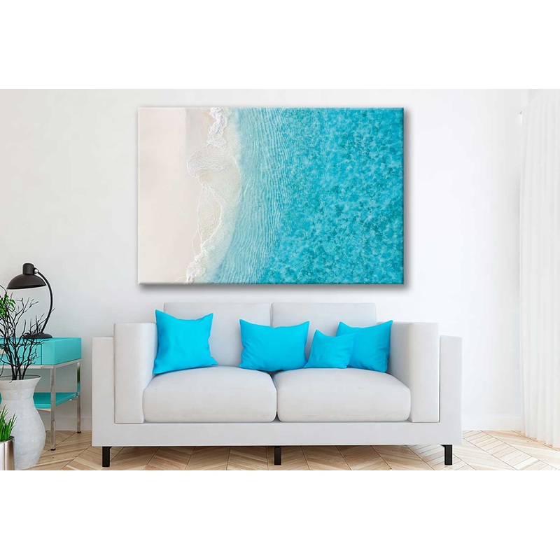 Bella Home Blue Sea Aerial With Drone View Print Canvas Ready to hang