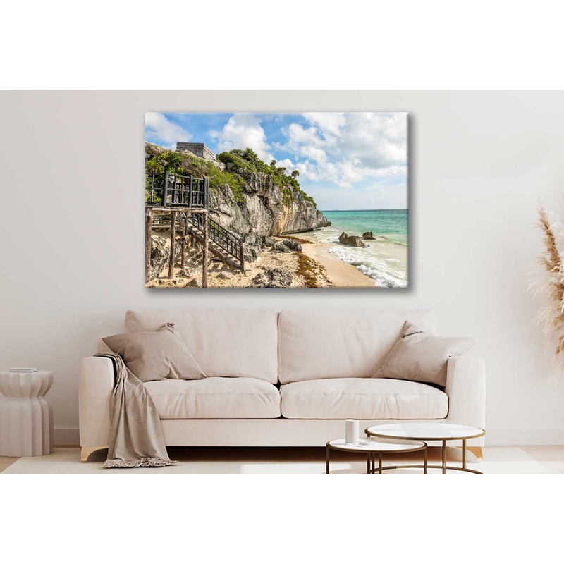 Bella Home Caribbean Beach at Mayan Ruins Print Canvas Ready to hang