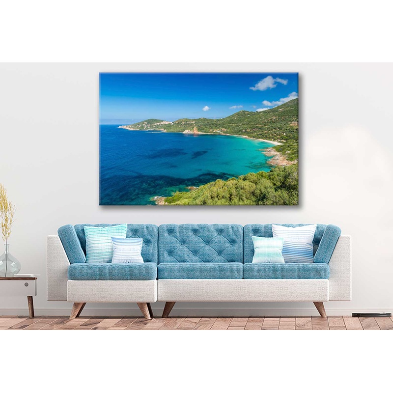 Bella Home Forest & Blue Sea Coastal Aerial Print Canvas Ready to hang