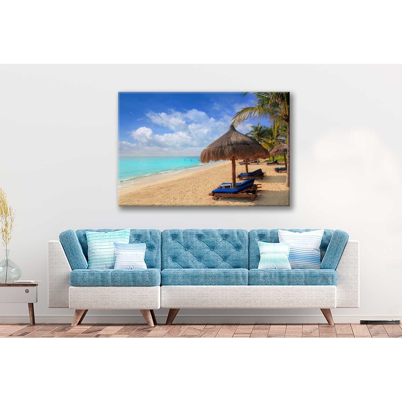 Bella Home Mayan Riviera Beach in Caribbean Sea Print Canvas Ready to hang