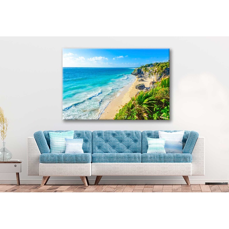 Bella Home Mayan Ruins of Tulum at Tropical Coast Print Canvas Ready to hang