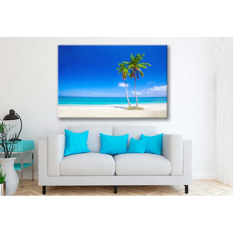 Bella Home Palm Trees in The Beautiful Sea Print Canvas Ready to hang