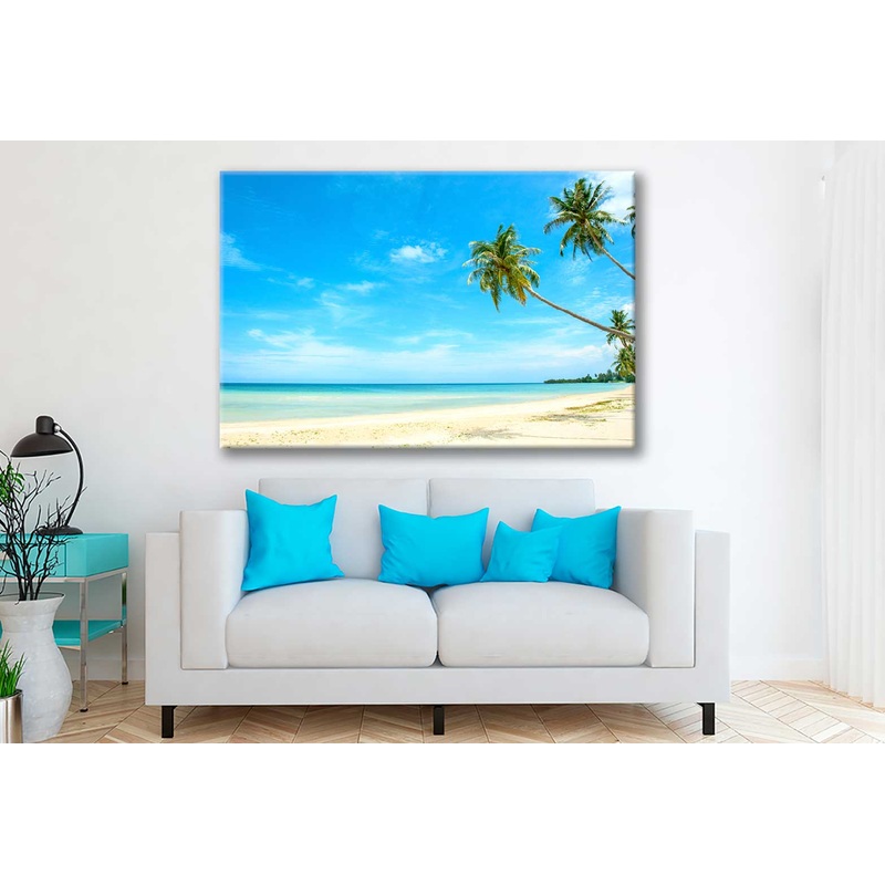 Bella Home Palms & Beach With The Sky Print Canvas Ready to hang