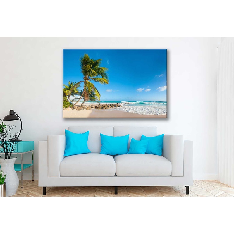 Bella Home Palms On The White Beach Barbados Print Canvas Ready to hang