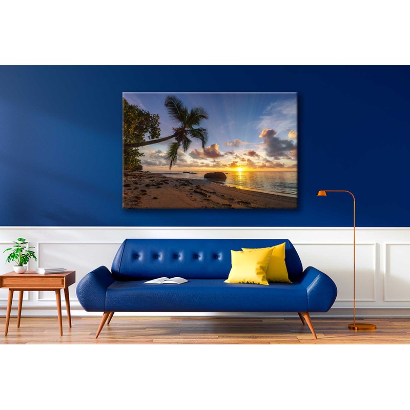Bella Home Paradise Beach With Palms & Sunrise Print Canvas Ready to hang