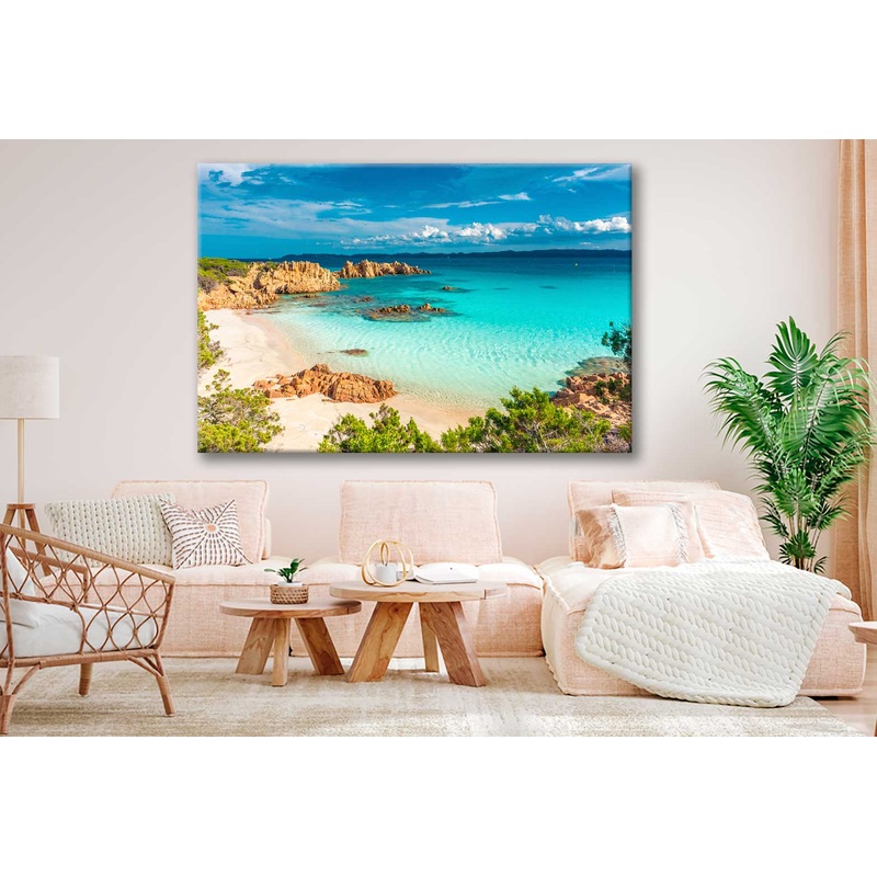 Bella Home Pink Sand Beach & Blue Sky Print Canvas Ready to hang