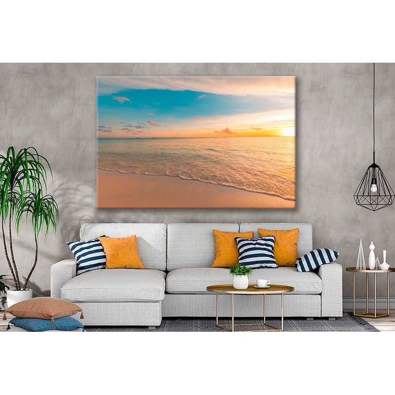Bella Home Sand Sea With Sunset View Print Canvas Ready to hang