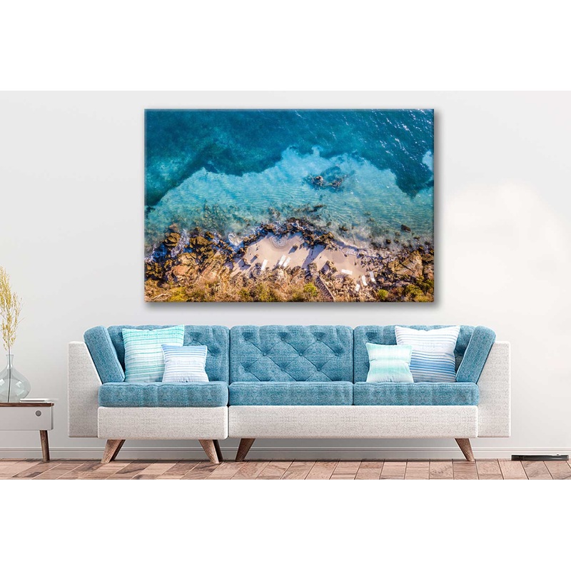 Bella Home Sandy Sea Coastal Aerial View    Print Canvas Ready to hang