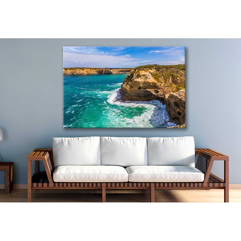 Bella Home Sea Coastal Blue Sky Aerial View  Print Canvas Ready to hang