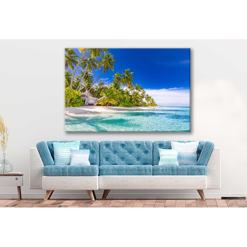 Bella Home Sea Villa Palms on The Island Print Canvas Ready to hang