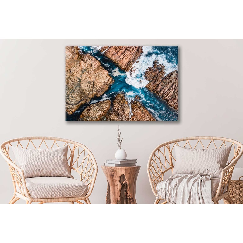 Bella Home Sea waves on to The Rocks Print Canvas Ready to hang
