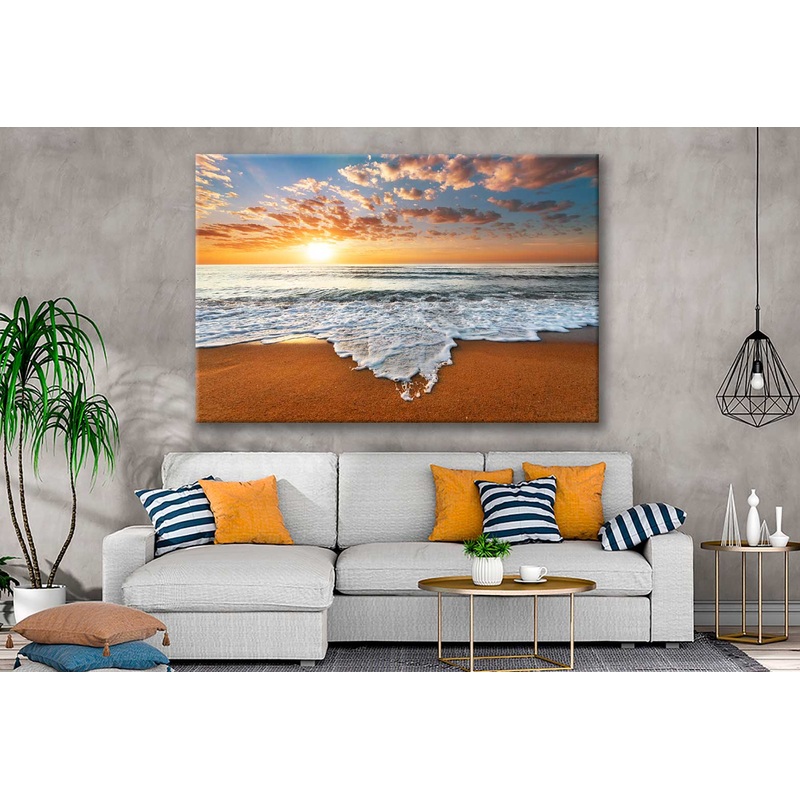 Bella Home Sea Waves Sand & Sunset Print Canvas Ready to hang