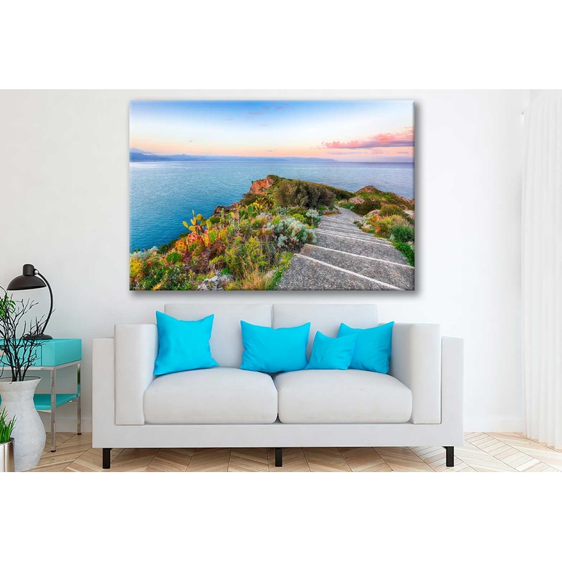 Bella Home Sunrise & Mountain Hill Sea View Print Canvas Ready to hang