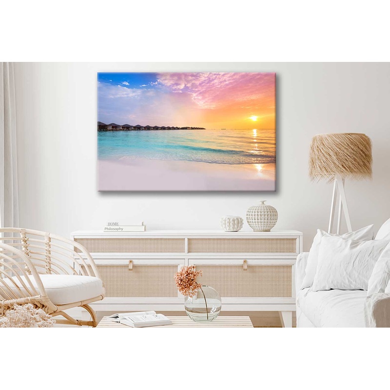 Bella Home Sunset at Sea & Blue Sky Print Canvas Ready to hang