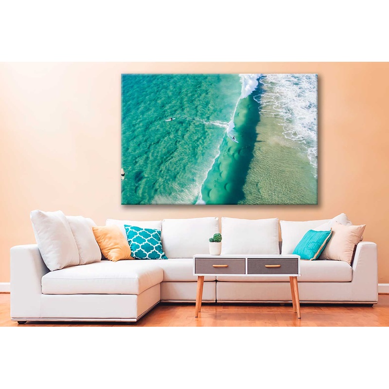 Bella Home Surfer on Beach With Waves Print Canvas Ready to hang