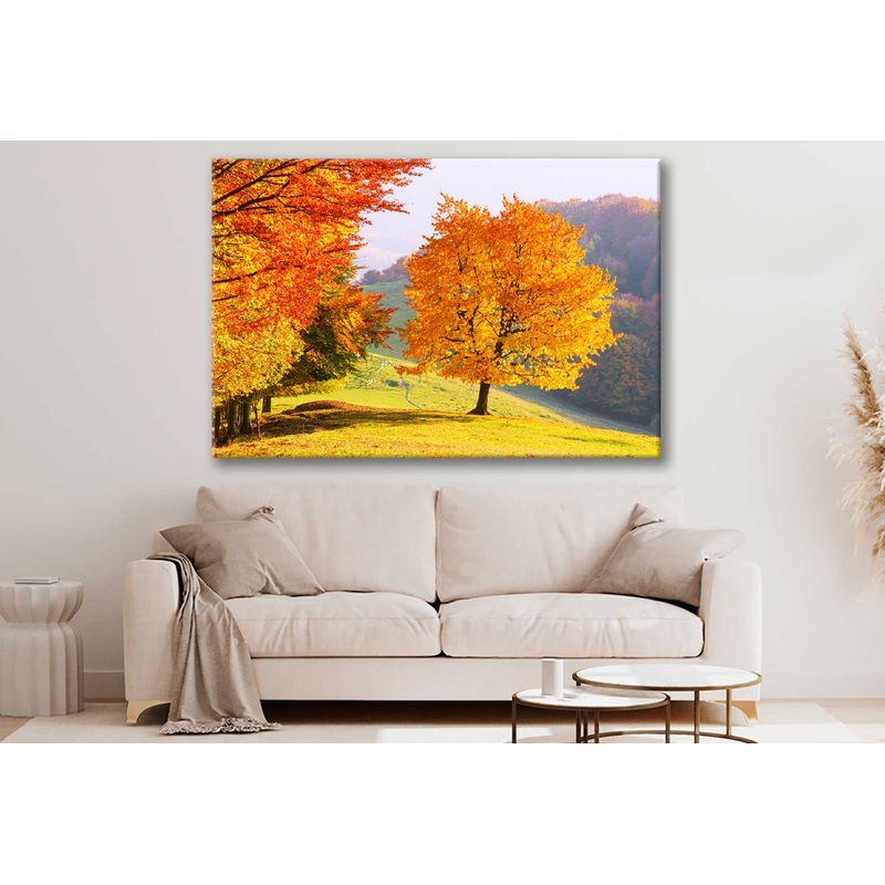 Bella Home Trees in Autumn Park & Hill View Print Canvas Ready to hang