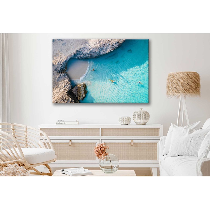 Bella Home Triple Step Sea Waves Print Canvas Ready to hang