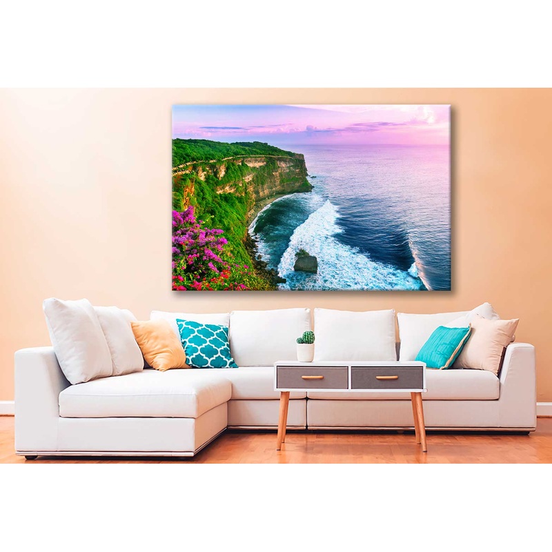 Bella Home Uluwatu Cliff With Flowers Print Canvas Ready to hang