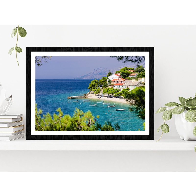 Bay In Makarska Resort With Water Glass Framed Wall Art, Ready to Hang Quality Print