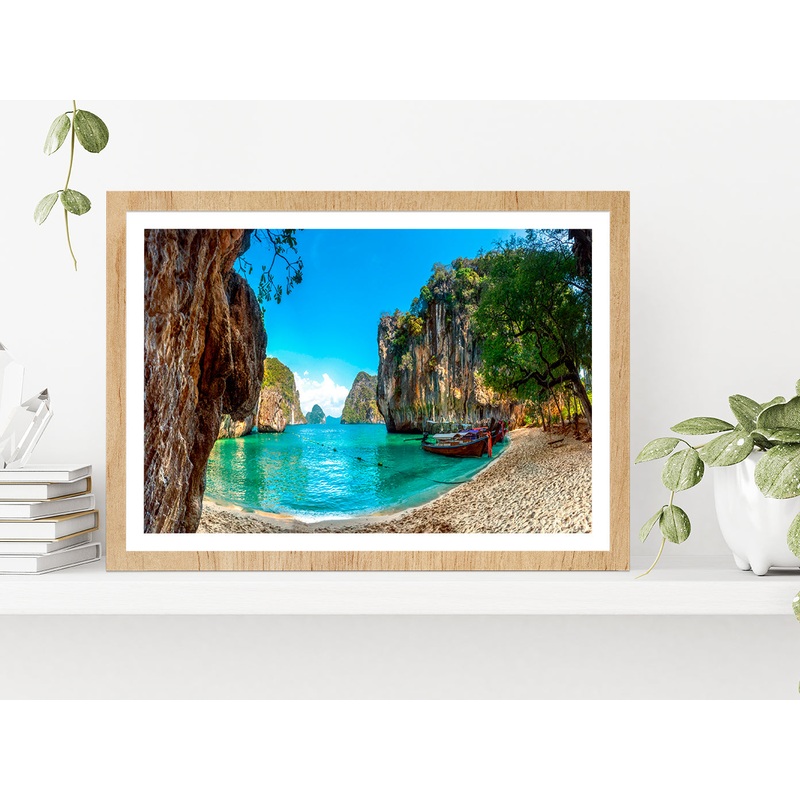 Blue Water At Lao Lading Island Glass Framed Wall Art, Ready to Hang Quality Print