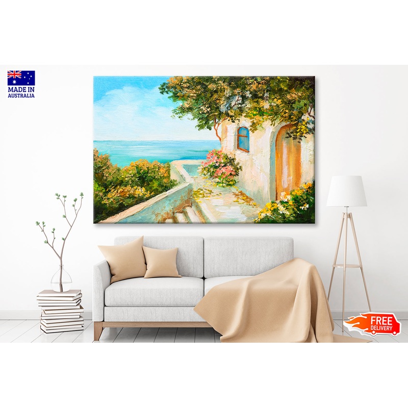 Summer Day House Near The Sea Oil Painting Wall Art Limited Edition High Quality Print