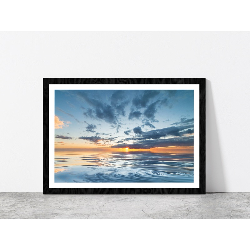 Sunset During The Rain & Blue Sky Glass Framed Wall Art, Ready to Hang Quality Print