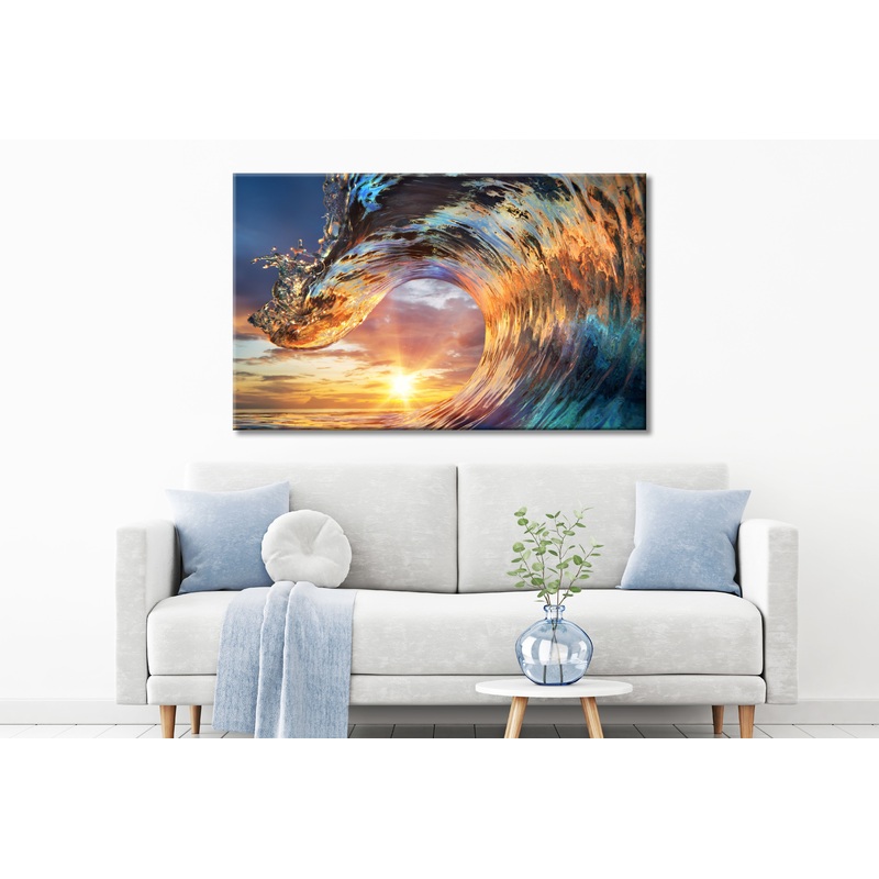 Sunset sunshine  wave, sea, beach  ,Print 100% Australian Made