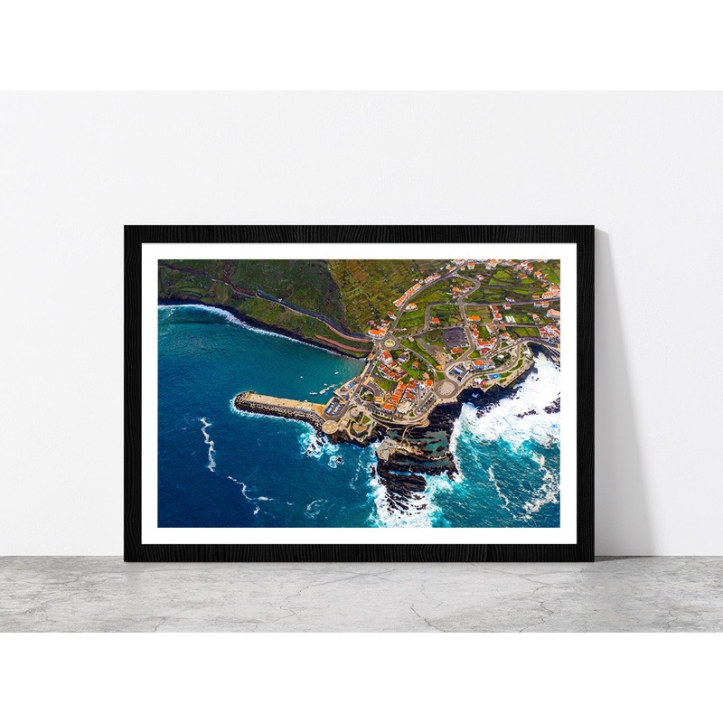 Volcanic Lava Swimming Pool  Glass Framed Wall Art, Ready to Hang Quality Print