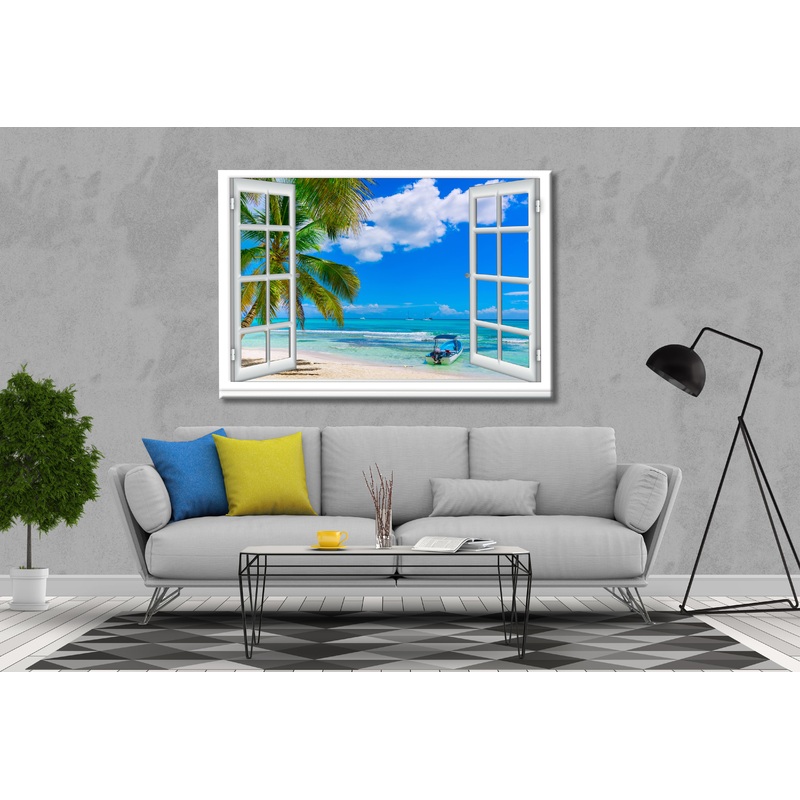 Window Stunning beach wave, sea, beach pier   ,Print 100% Australian Made