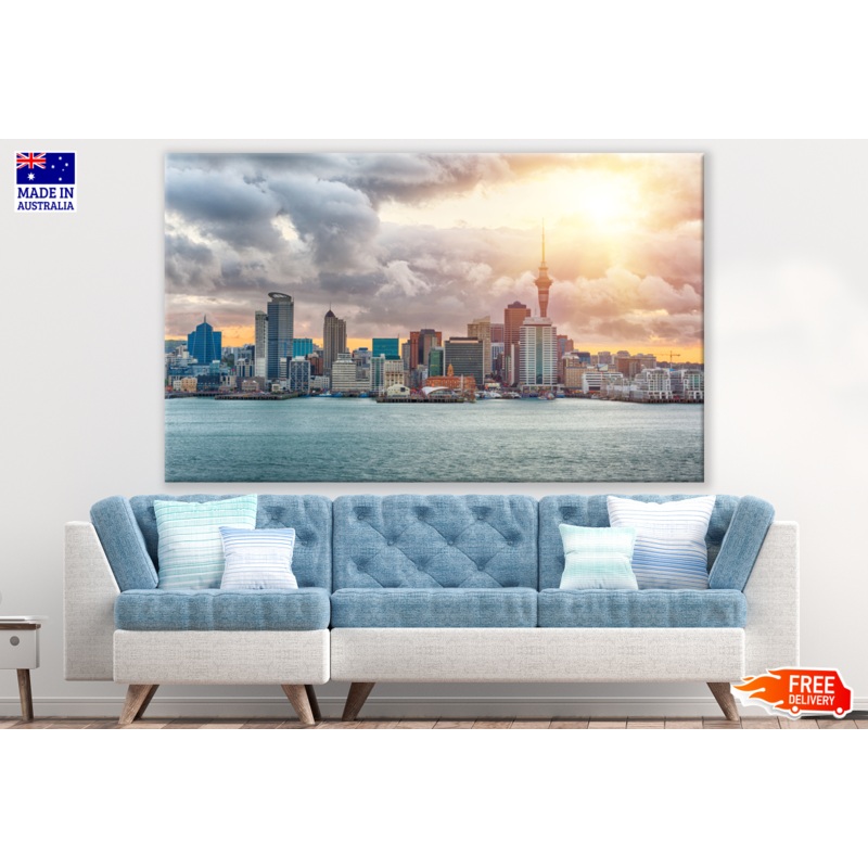 Auckland City View from Beach Print 100% Australian Made