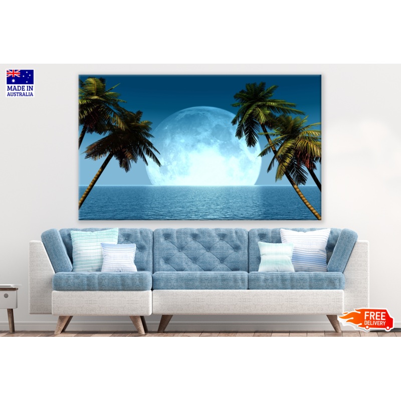 Beach & Moon with Trees Print 100% Australian Made