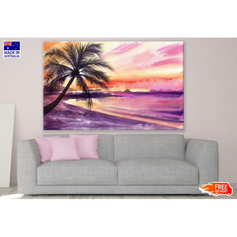 Beach & Tree Watercolour Painting Print 100% Australian Made