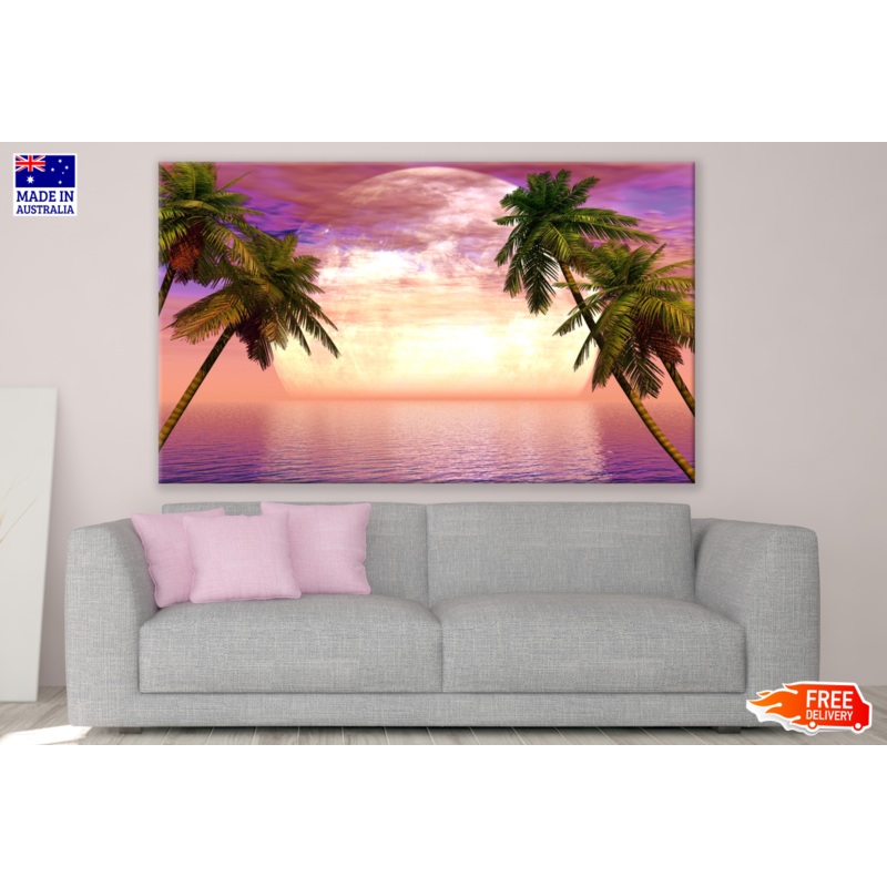 Beach View & Trees in Sunset Print 100% Australian Made